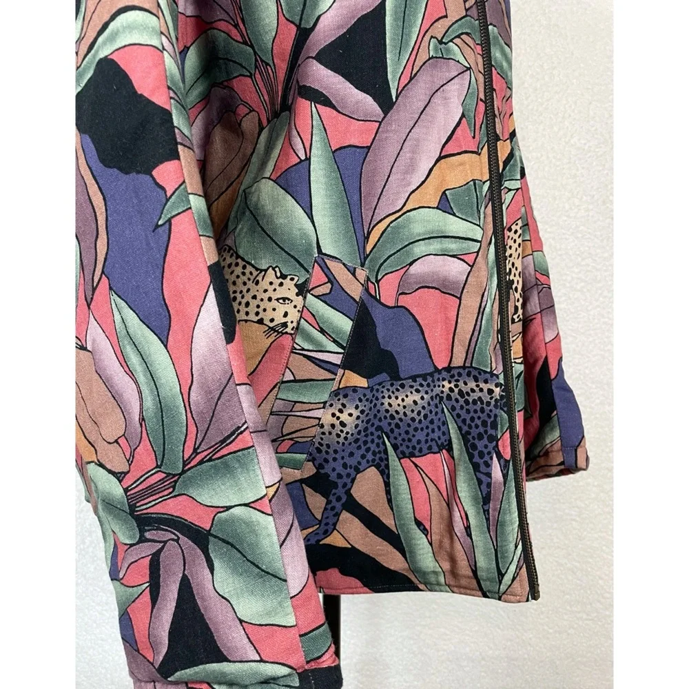 MARI + FÄTOU • Ayah Cats and Leaves Print Oversized Bomber Jacket, S/M - Picture 4 of 16
